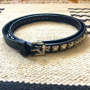 Studded Leather Skinny Belt